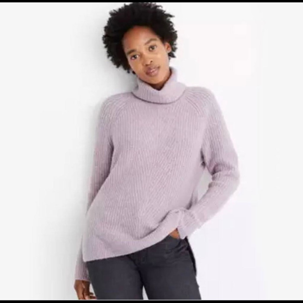 Madewell Purple Mercer Turtleneck Sweater Coziest Yarn AF521